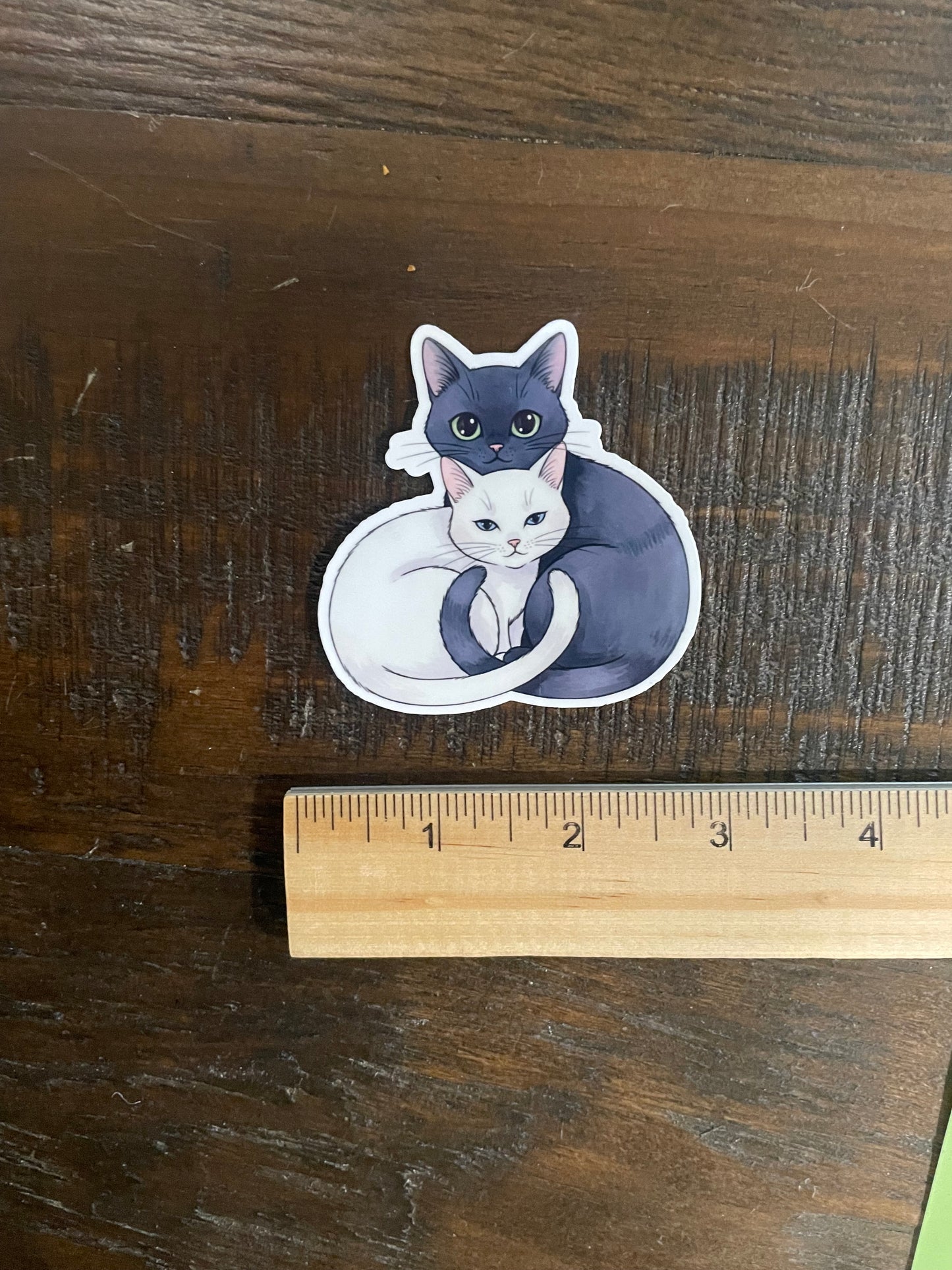 cutee cat stickers, black cat sticker, white cat sticker, cuddly cat sticker, cute animal sticker