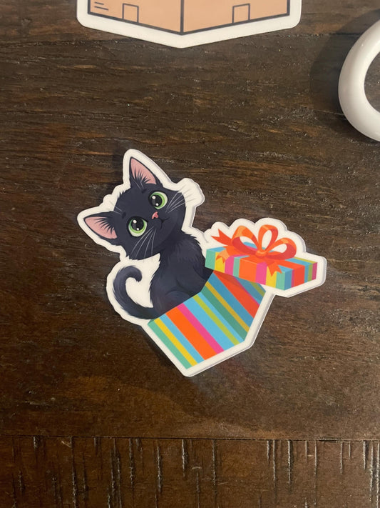 Cute Black Kitty Sticker, blackcat cat sticker, vinyl waterproof cat sticker