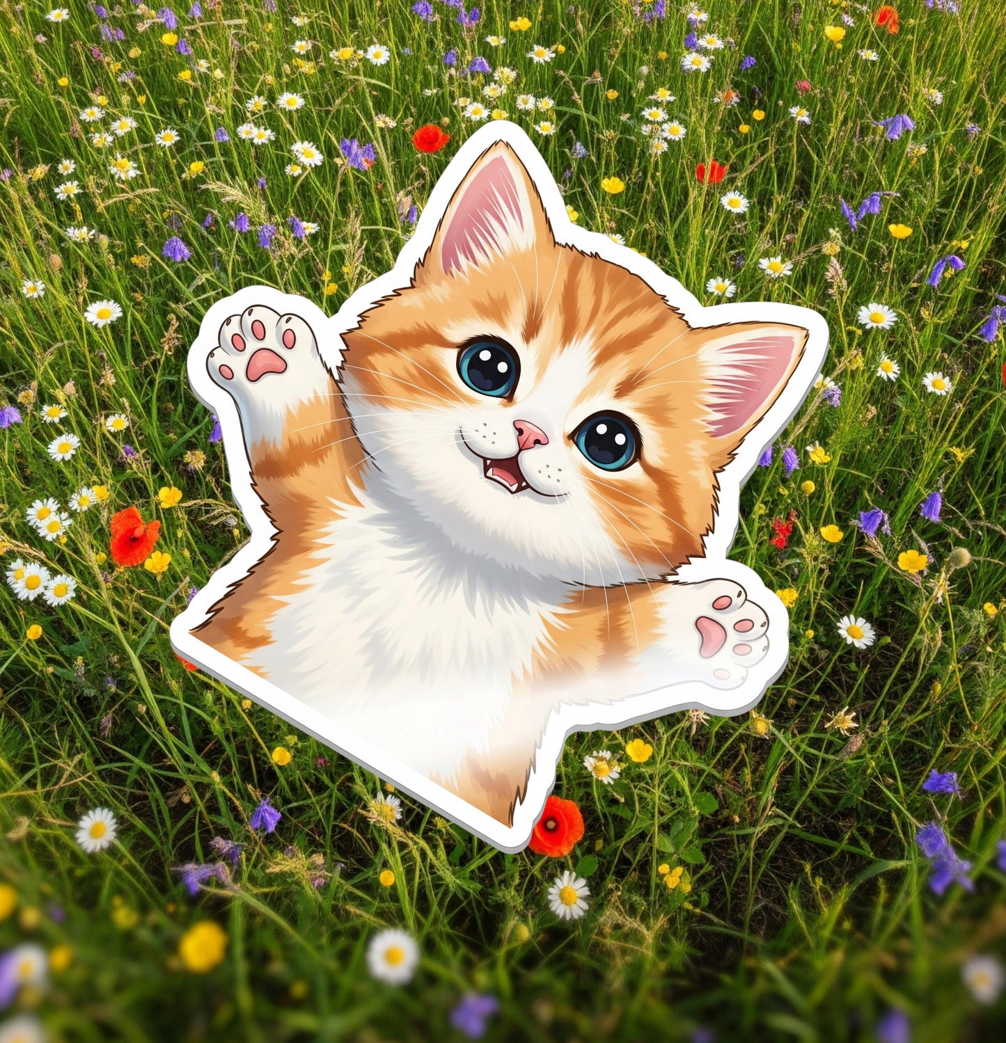 Orange Tabby Cat Sticker, cat meme waterproof sticker