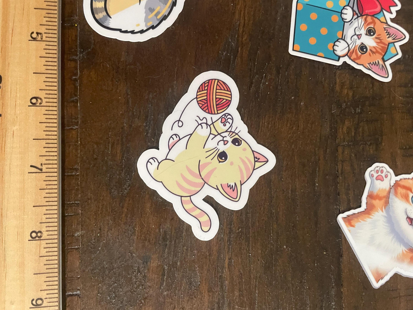stripe kitty sticker, cutee cat sticker, vinyl waterproof cat sticker, water bottle sticker, laptop sticker