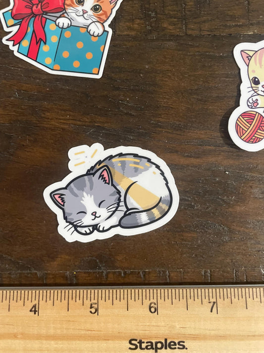 cutee cat sticker, sleepy cat sticker, sunshine cat, animal sticker, cute animal sticker, waterproof vinyl sticker