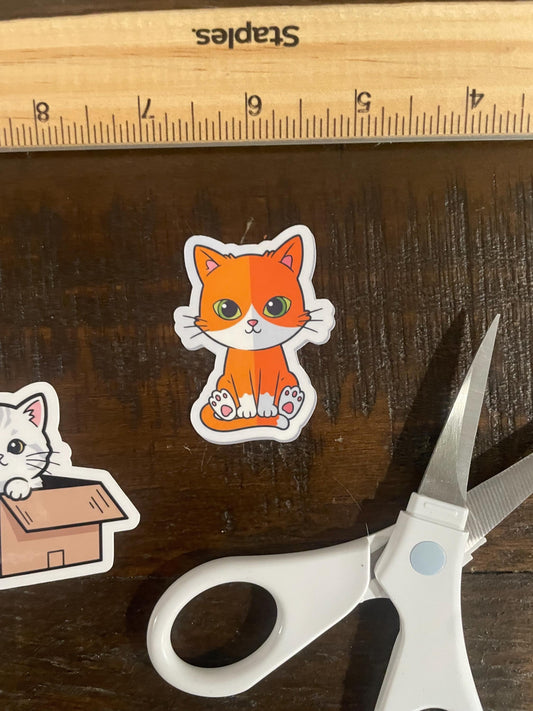 cutee cat sticker, orang cat, vinly waterproof sticker