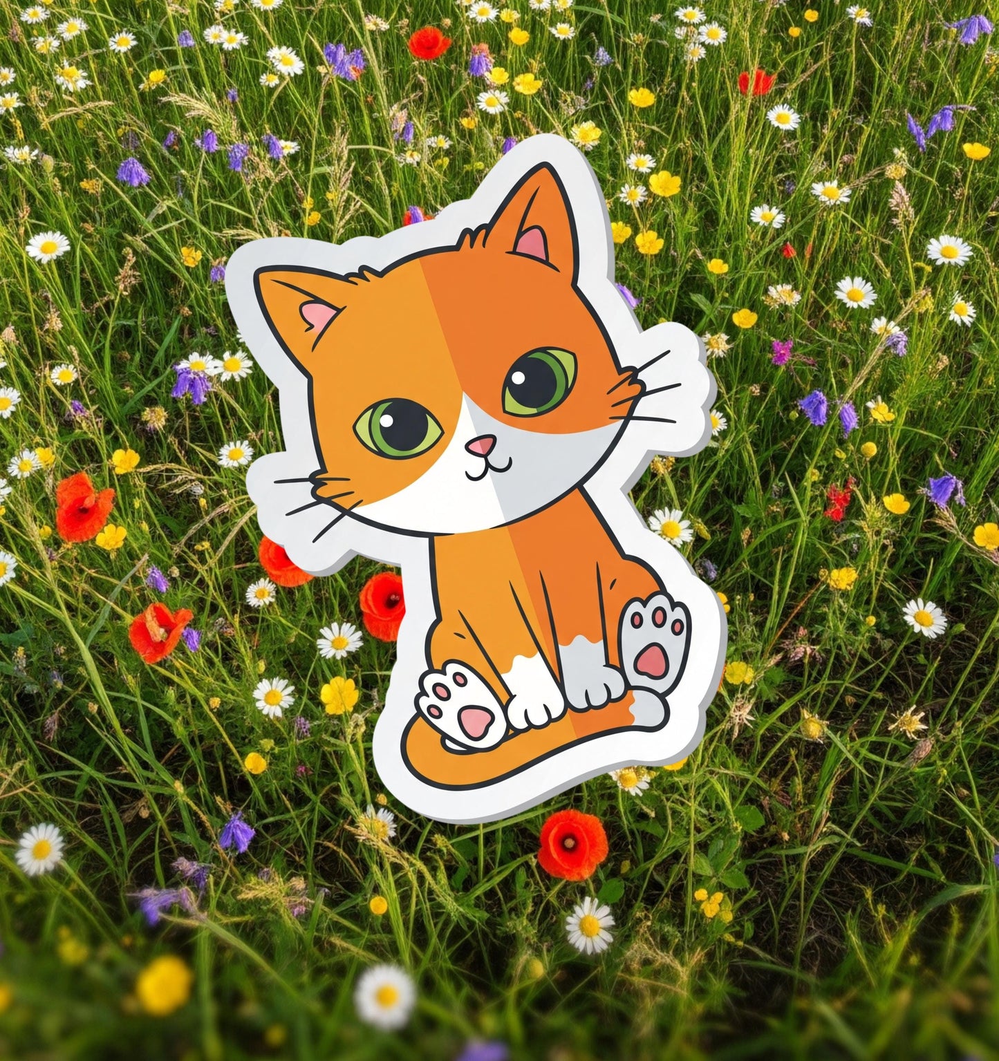 cutee cat sticker, orang cat, vinly waterproof sticker