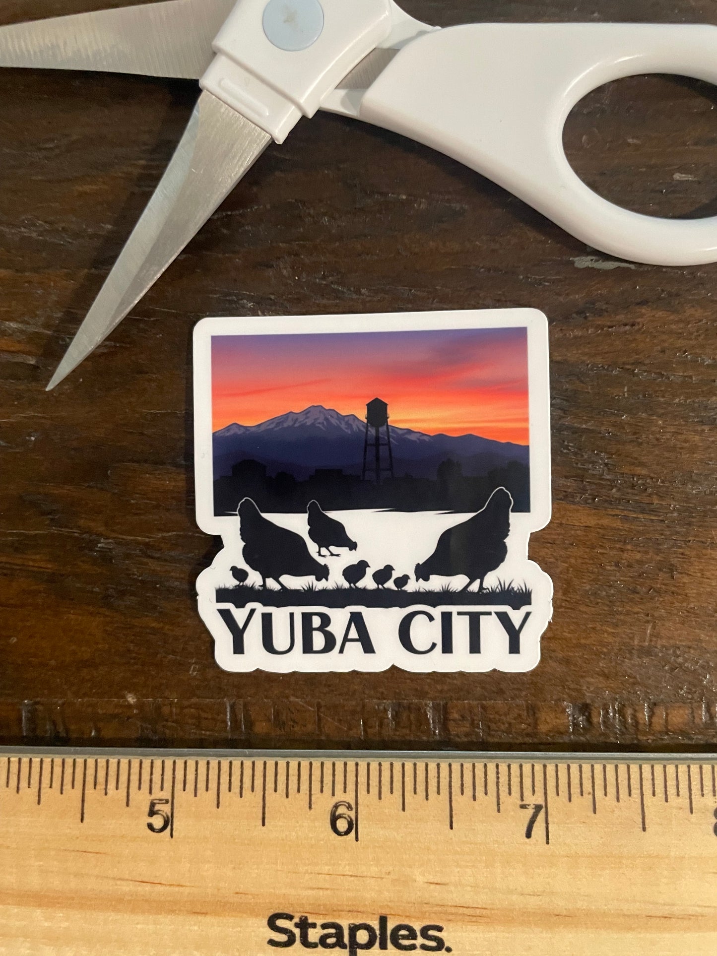 Yuba City and Our Chickens Sticker