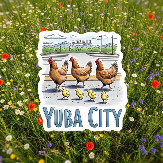 Yuba City Hand Drawn Parking Lot Chickens!