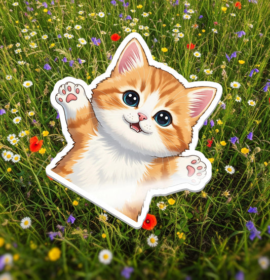 Orange Tabby Cat Sticker, cat meme waterproof sticker