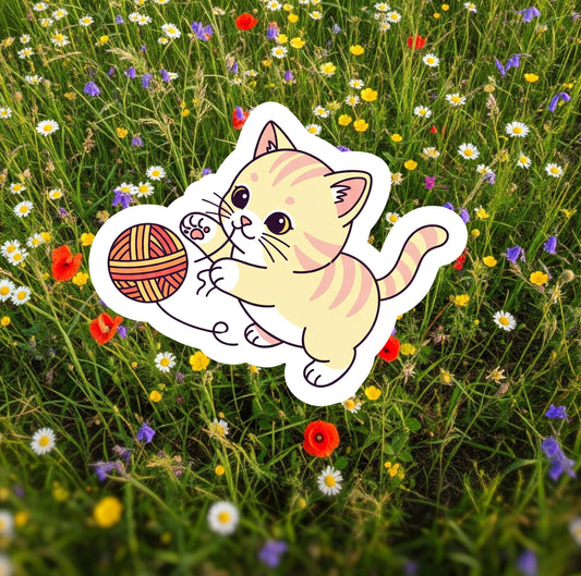 stripe kitty sticker, cutee cat sticker, vinyl waterproof cat sticker, water bottle sticker, laptop sticker